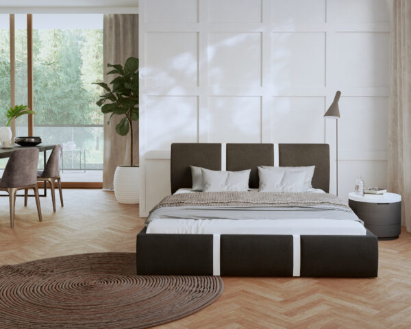 łożko tapicerowane sypialnia welurowe inspiracja