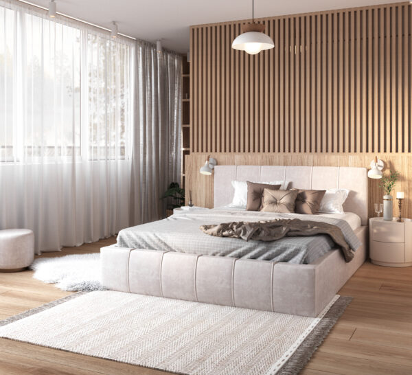 łóżko do sypialni tanie ładne eleganckie tapicerowane inspiracja