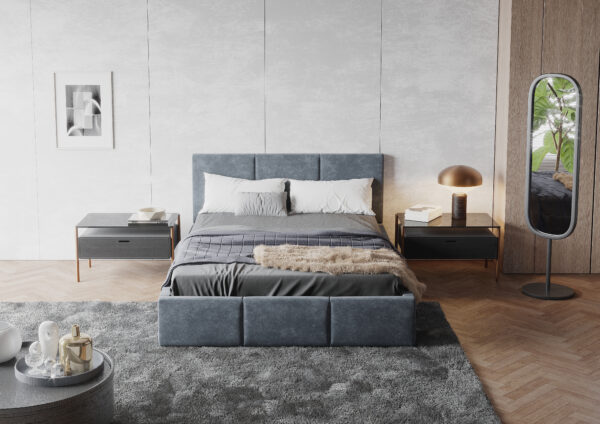 łóżko tapicerowane sypialnia inspiracja tanie solidne welurowe