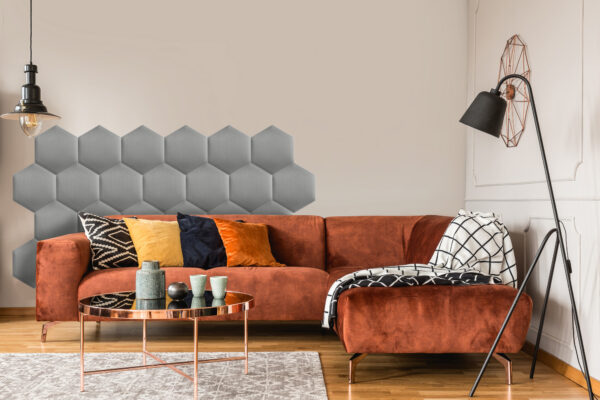jasno szary panel tapicerowany biuro salon sypialnia inspiracja