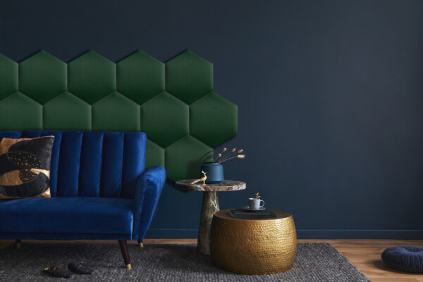 zielone panele tapicerowane butelkowa zieleń na ściane do sypialni biura salonu