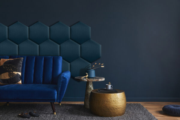 panele tapicerowane niebieskie eleganckie do biura do sypialni tanie