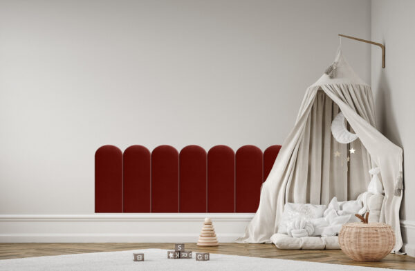 bordowy elegancki panel tapicerowany inspiracja sypialnia