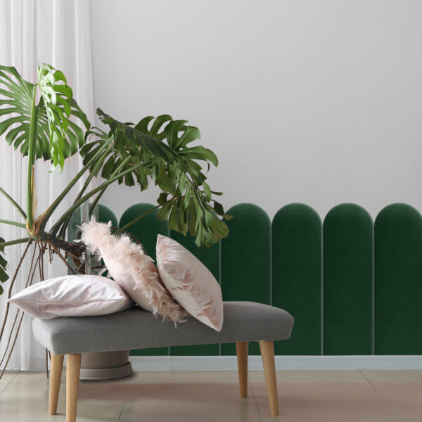 inspiracja sypialnia salon panele tapicerowane butelkowa zieleń