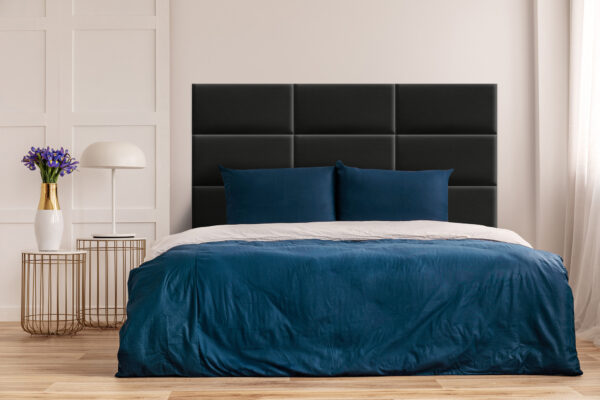 panele tapicxerowane inspiracja do salonu do pokoju do sypialni czarne prostokątne
