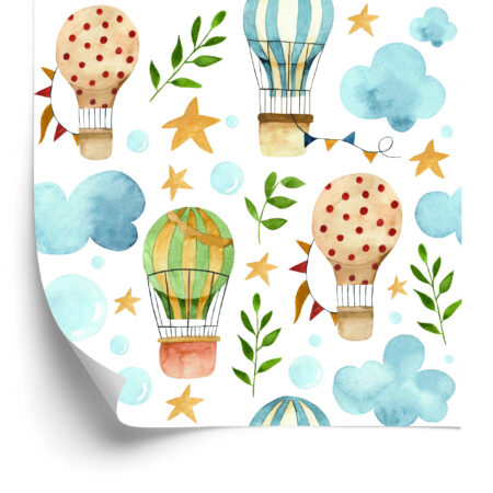 tapeta baloniki obłocZki chmurki kolorowa dla chłopca dla dziewczynki do pokoju dziecięcego