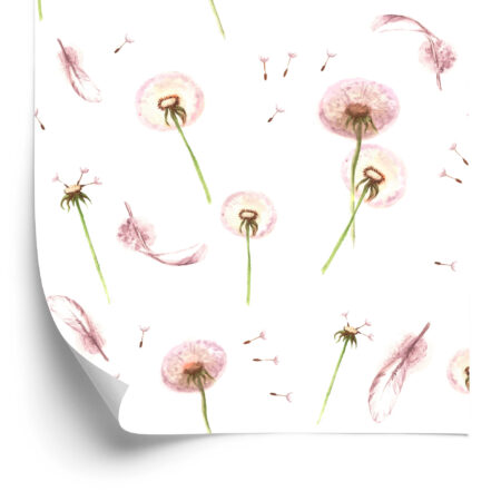 tapeta dmuchawce piórka do pokoju dla dziewczynki