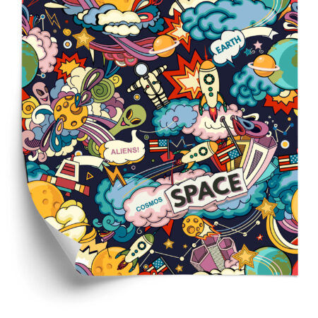 tapeta kosmos kolorowa dla chłopca do pokoju
