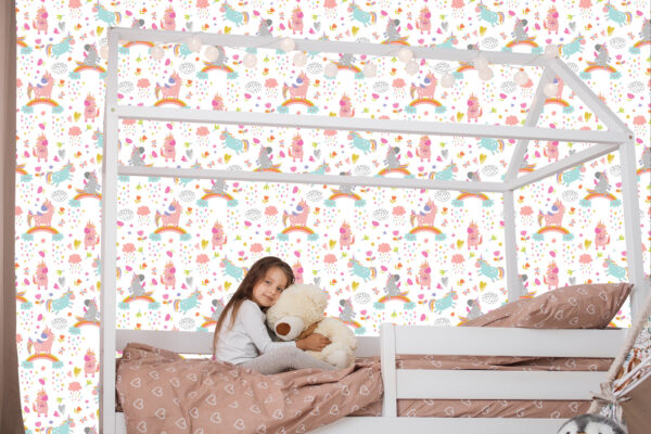 tapeta do pokoju dziewczynki jednorożce kolorowe śliczne urocze