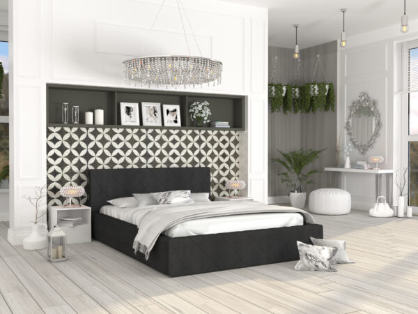 czanre łóżko tapicerowane eleganckie tanie do sypialni inspiracja