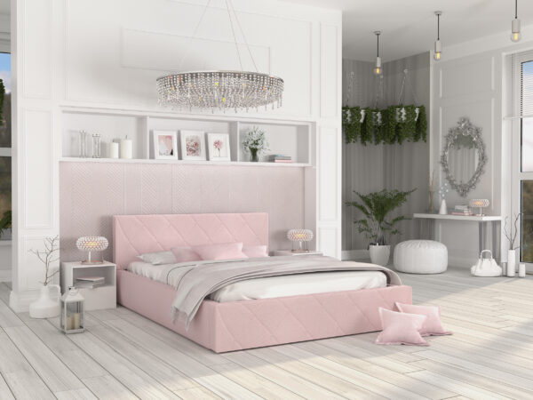 łóżko tapicerowane różowe do sypialni nowoczesne inspiracja tanie